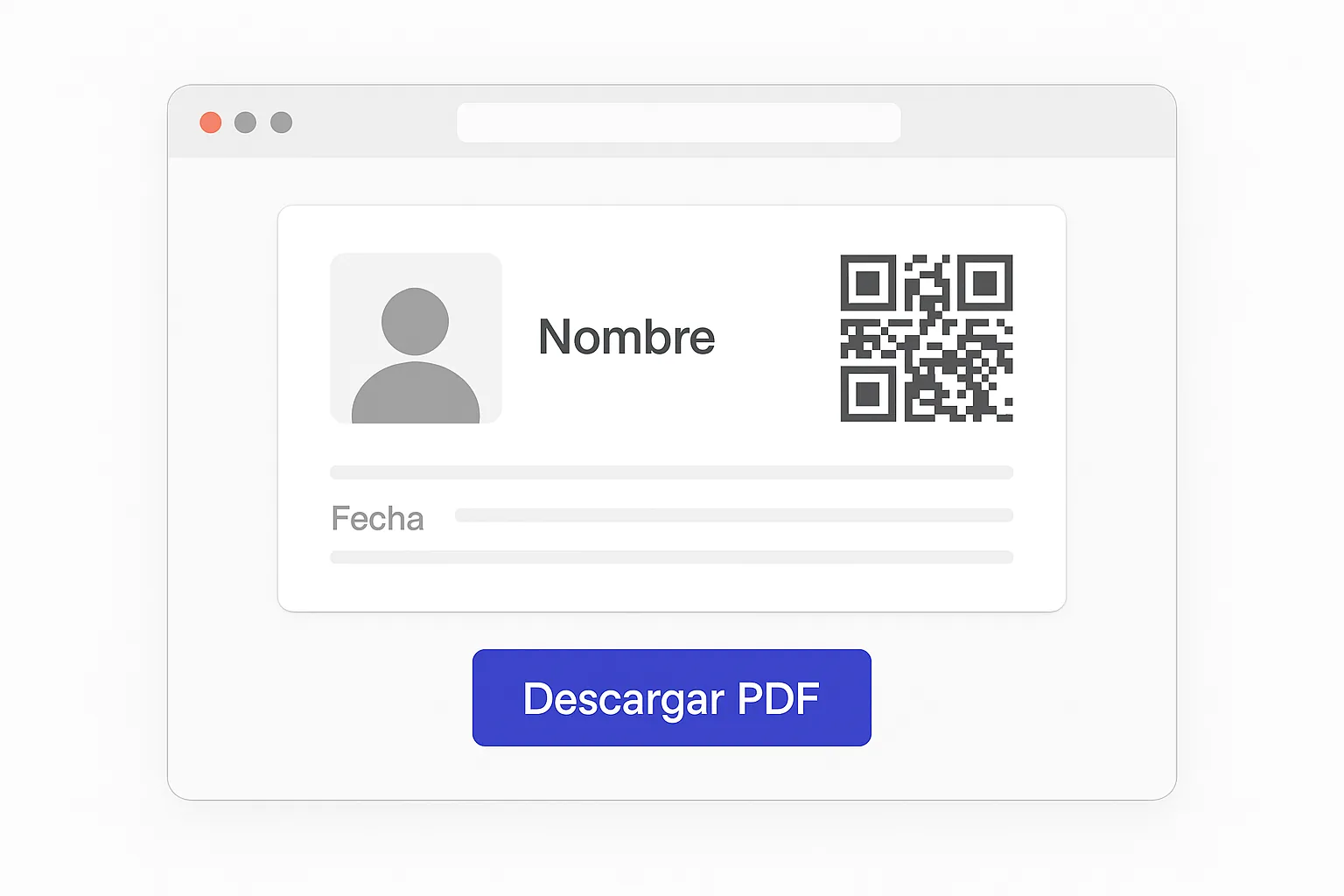 Ejemplo ilustrativo de la vista previa con código de validación antes de descargar el PDF.